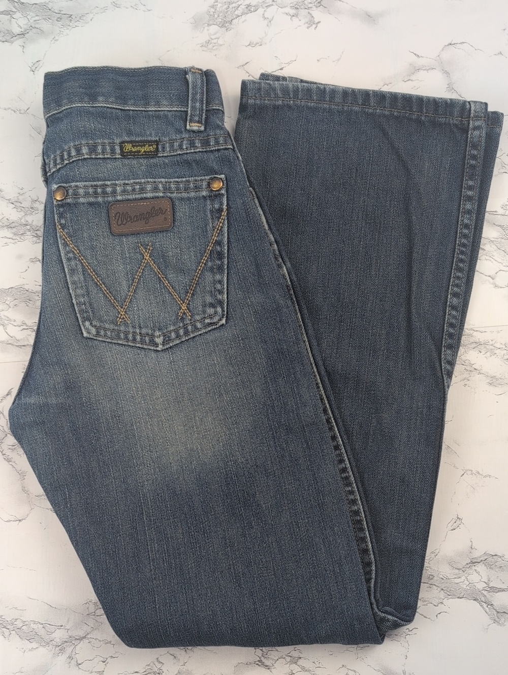 Wrangler Boys Relaxed Bootcut Jeans Size 12 Slim - 100% Cotton Medium Wash